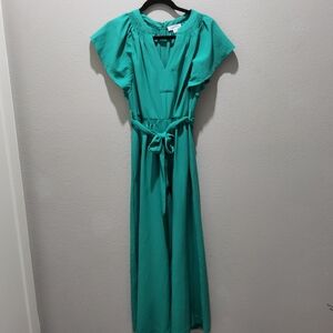 Calvin Klein Teal Jumpsuit with Belt And Pockets